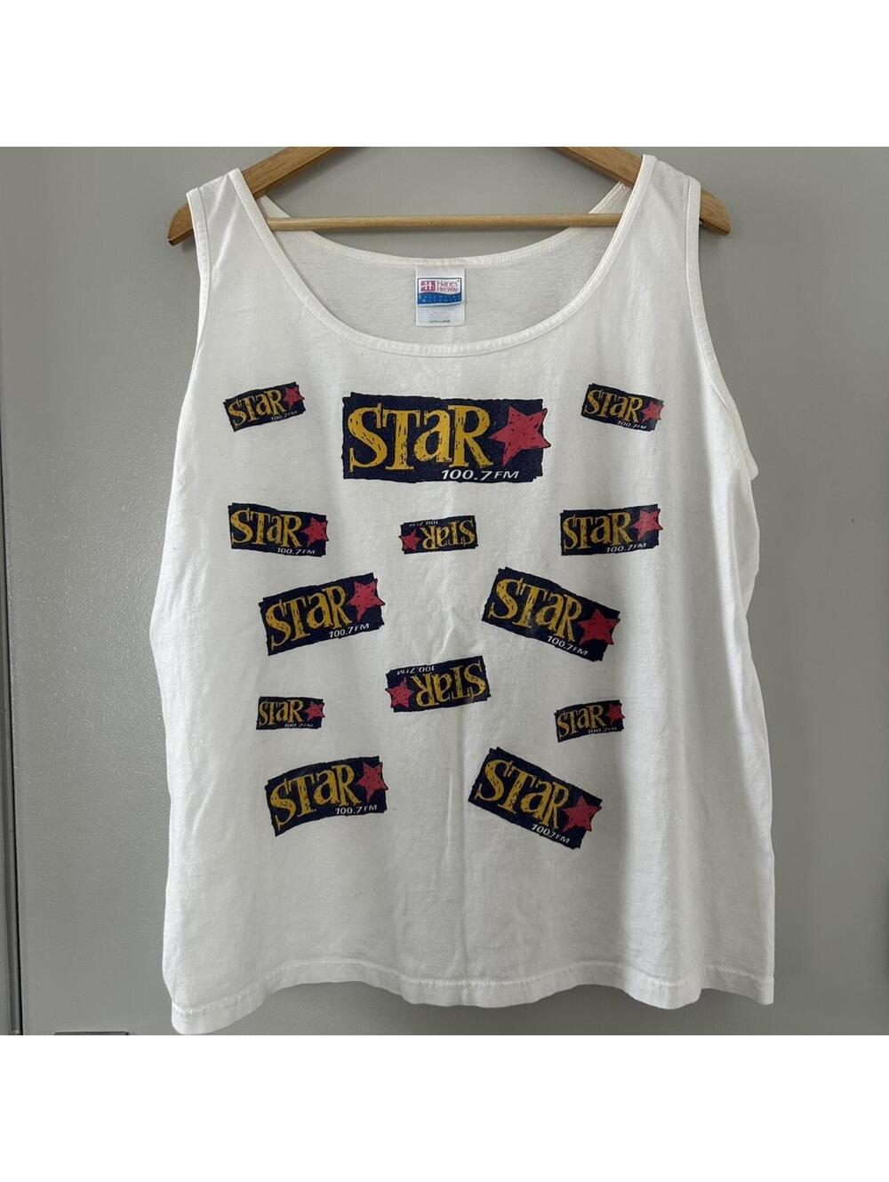 90s Star 100.7 FM white tank top